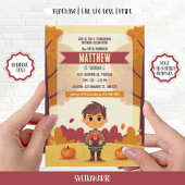 秋の感謝祭誕生日写真招待状 招待状