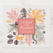 秋の感謝祭 ボタニカル スパークリングワインラベル (シングルラベル)