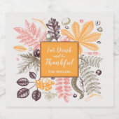 秋の感謝祭 ボタニカル スパークリングワインラベル (シングルラベル)