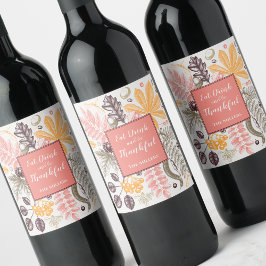 秋の感謝祭 ボタニカル ワインラベル