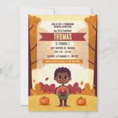 秋の感謝祭 誕生日 写真 招待状 (正面)