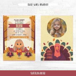 秋の感謝祭 誕生日 写真 招待状