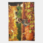 秋の感謝祭- Tucker -ヨークシャーテリア キッチンタオル (縦)