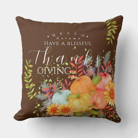 秋の感謝茶 クッション (正面)