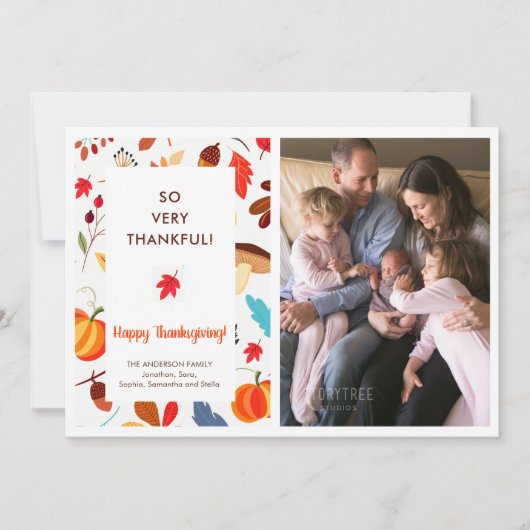 秋の感謝記念写真誕生のお知らせ シーズンカード (正面)
