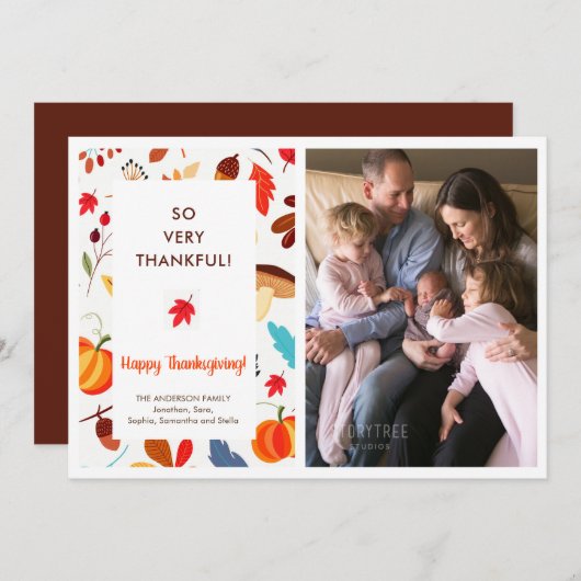 秋の感謝記念写真誕生のお知らせ シーズンカード (正面/裏面)