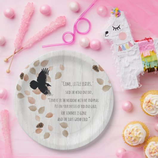 秋の懐かしい詩の風の葉強いカラス飛行 ペーパープレート (パーティー)