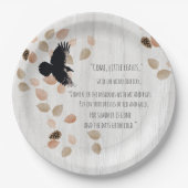 秋の懐かしい詩の風の葉強いカラス飛行 ペーパープレート (正面)