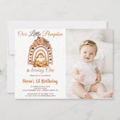 秋の我が家の小さなパンプキン1歳誕生日パーティーの写真 招待状 (正面)