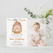 秋の我が家の小さなパンプキン1歳誕生日パーティーの写真 招待状 (スタンド正面)