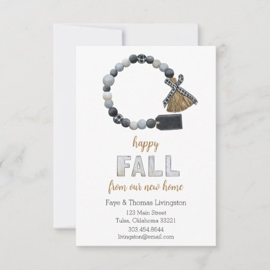 秋の我が家 お引越しのお知らせ 招待状 (正面)