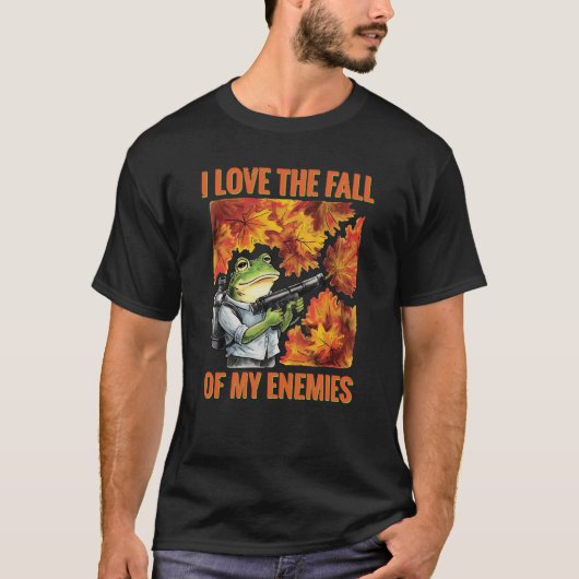 秋の戦士カエル秋のためのあなたの敵 Tシャツ (正面)