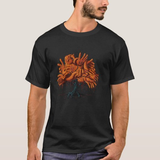 秋の手の木のイラスト自然保護者Ca Tシャツ (正面)