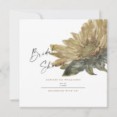 秋の手描きひまわり ブライダルシャワー スクエア 招待状 (正面)