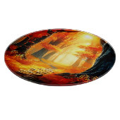 秋の抱擁：炎の森の道 カッティングボード (角)