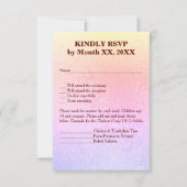 秋の抽象芸術きらめくピンクパープルRSVPメニュー 招待状 (正面)