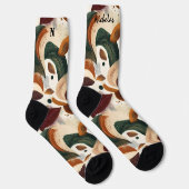 秋の抽象芸術ソックスさび・グリーン・クリーム ソックス (右)