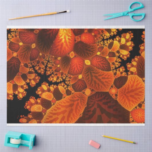 秋の抽象芸術林の木々の葉デコページ 薄葉紙 (クラフト)