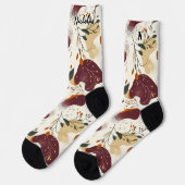 秋の抽象芸術離れソックスと暖かいトーン ソックス (左)