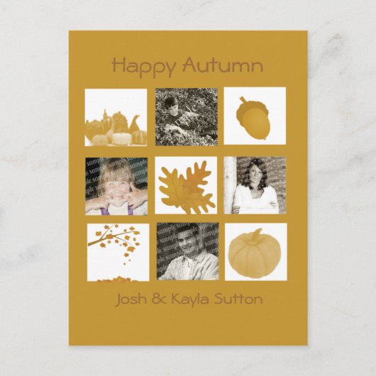 秋の挨拶4枚の写真カード ポストカード (正面)
