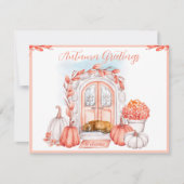 秋の挨拶、カボチャの入り口 カード (正面)