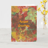 秋の挨拶 – 抽象芸術オーク離れのカード カード (黄色い花)