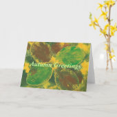 秋の挨拶、樺の木葉の、グリーティングカード カード (黄色い花)