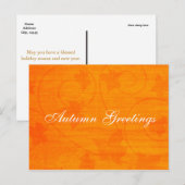 秋の挨拶 葉 オレンジ はがき シーズンポストカード (正面/裏面)