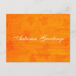 秋の挨拶 葉 オレンジ ポストカード