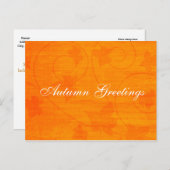 秋の挨拶 葉 オレンジ ポストカード (正面/裏面)