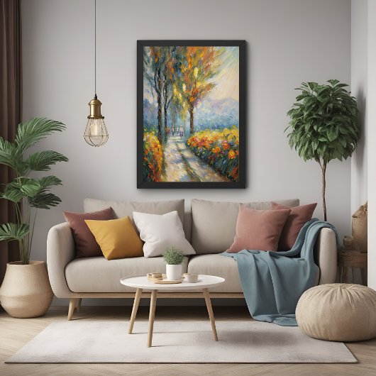 秋の散歩印象派の経路 ポスター