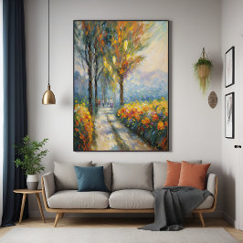 秋の散歩印象派の経路 ポスター