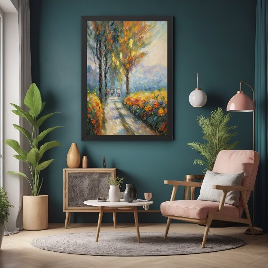 秋の散歩印象派の経路 ポスター