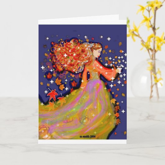 秋の散歩 カード (黄色い花)