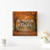 秋の散歩 スクエア壁時計 (ホーム)