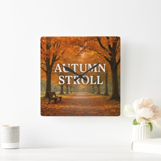 秋の散歩 スクエア壁時計 (ホーム)