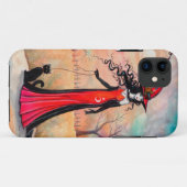 秋の散歩 ハロウィン 魔女 黒猫 アート Case-Mate iPhoneケース (裏面(横))