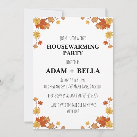 秋の新居祝い 招待状 (正面)