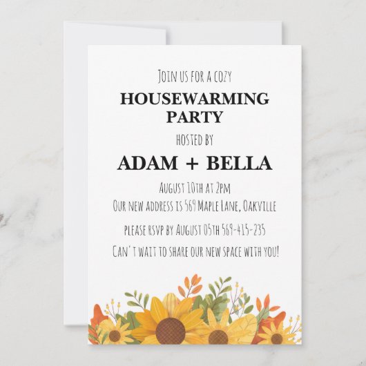 秋の新居祝い 招待状 (正面)