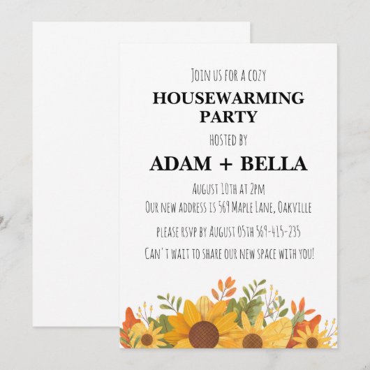 秋の新居祝い 招待状 (正面/裏面)