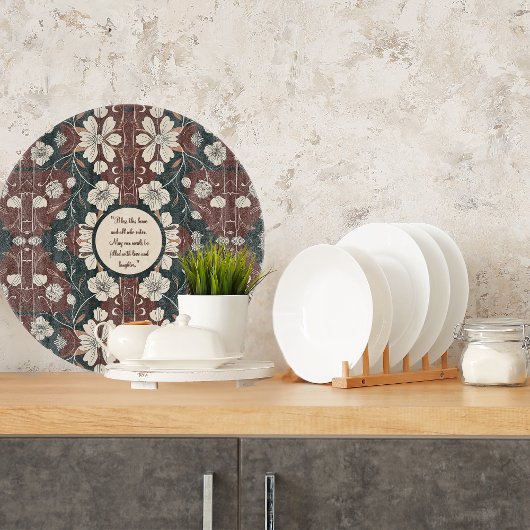 秋の新緑の花がカスタマイズ可能なラウンド カッティングボード