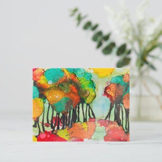 秋の日の招待状秋の愛の結婚式の招待 インビテーションポストカード (スタンド正面)