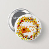 秋の日の葉ボタン 缶バッジ (正面&裏面)