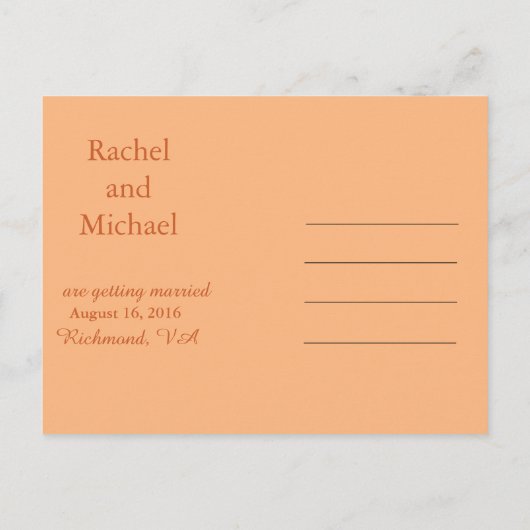 秋の日付を保結婚存 案内ポストカード (裏面)