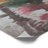 秋の日本のモダン庭の水彩 ポスター (角)