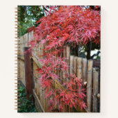 秋の日本の楓葉と竹のフェンス ノートブック (正面)