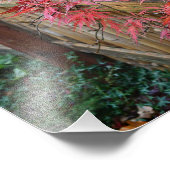 秋の日本の楓葉と竹のフェンス フォトプリント            (角)