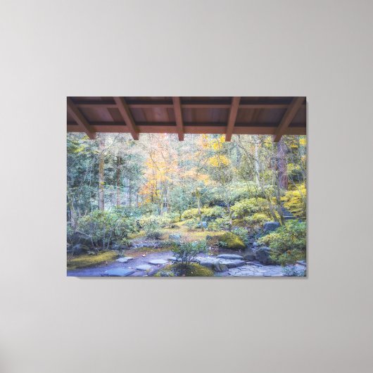 秋の日本庭園の景色 キャンバスプリント (正面)
