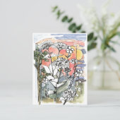 秋の日没サマーガーデンデザート ポストカード (スタンド正面)