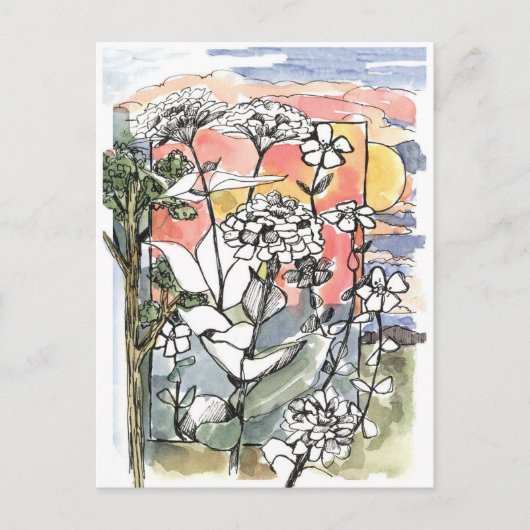 秋の日没サマーガーデンデザート ポストカード (正面)